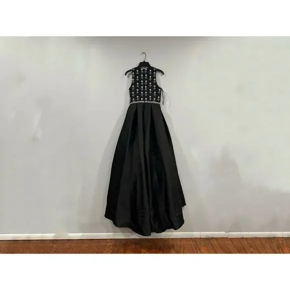 Mac Duggal 48803 Black High Neck Sleeveless Beaded Ball Gown Sz 2 NWOT